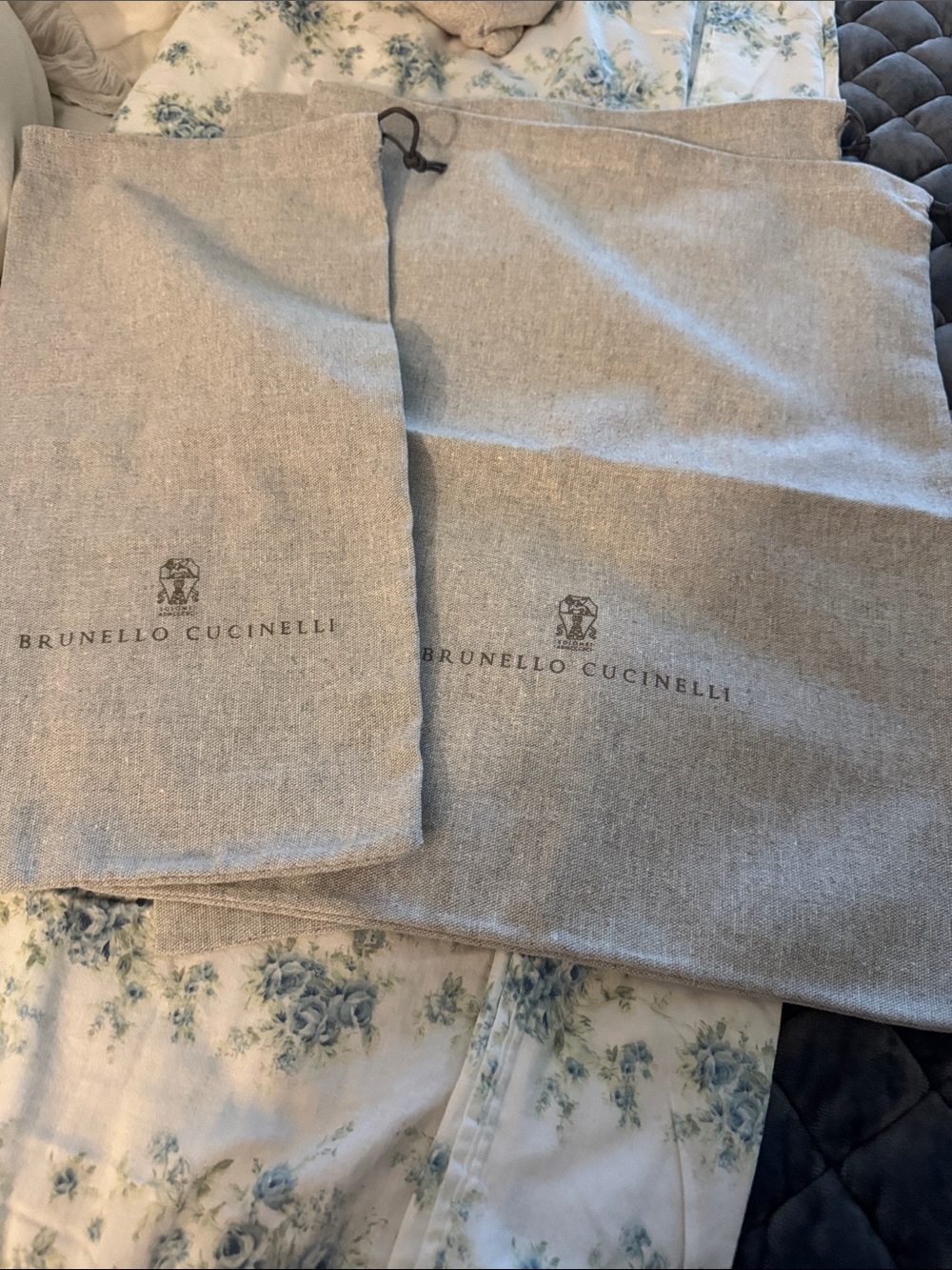 Brunello Cucinelli bundle Natural Beige Linen Dust Bags (Set)